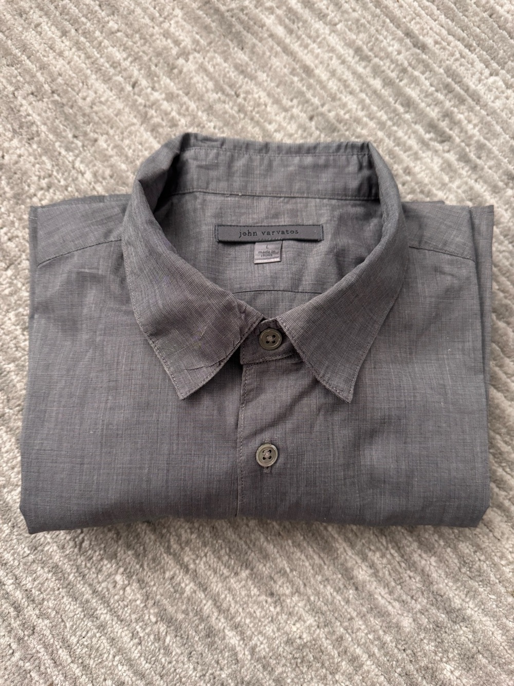 John Varvatos Men's Charcoal Grey Lightweight Button-Down Shirt